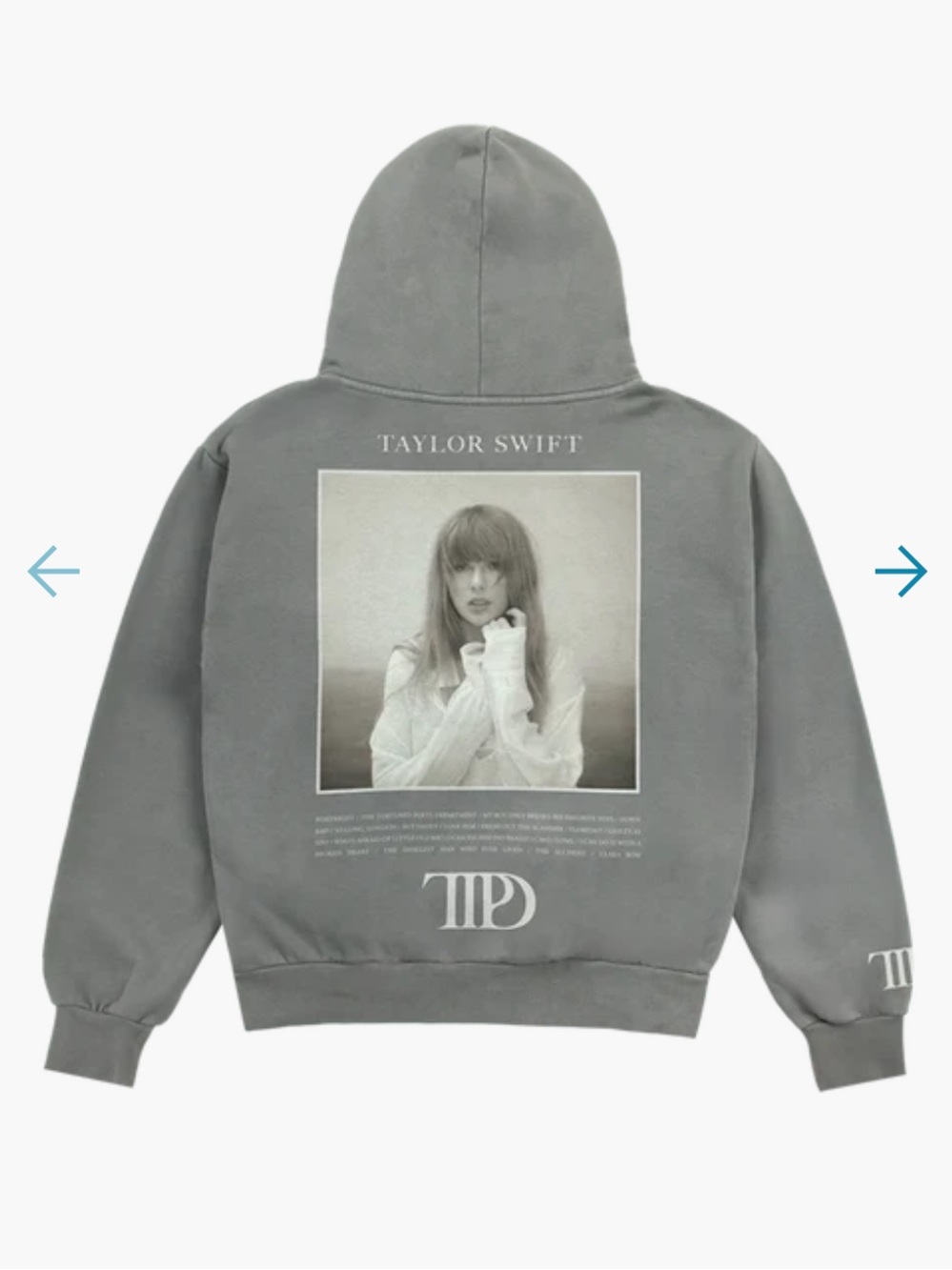 Taylor Swift | Women’s Grey Pullover Hoodie Sweatshirt Kangaroo Front Pocket L